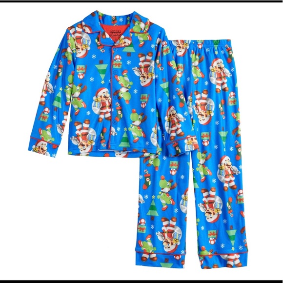 Nintendo Other - NWT Super Mario Brothers  Christmas PJs size 10